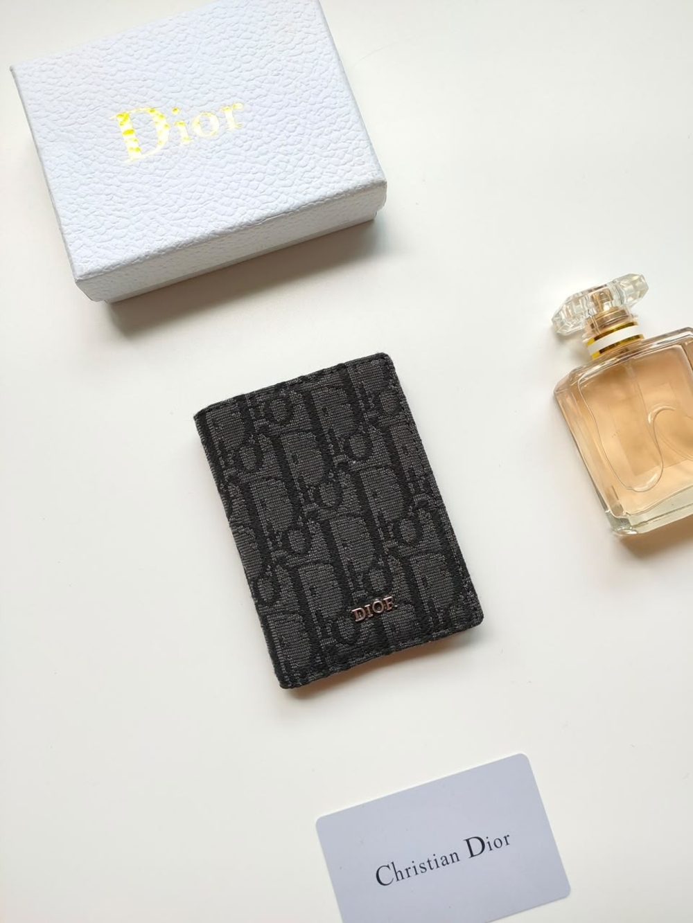 Black Men's Monogram Card-Holder with Gold Logo